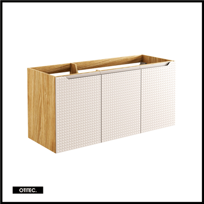 Meuble sous vasque de 120 cm - Beige - 3 portes - SETTA