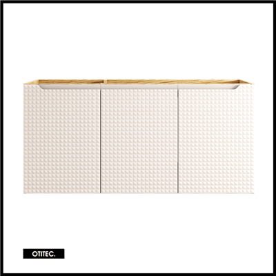 Meuble sous vasque de 120 cm - Beige - 3 portes - SETTA
