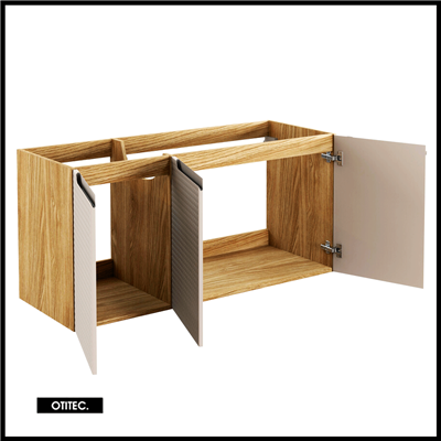 Meuble sous vasque de 120 cm - Beige - 3 portes - SETTA