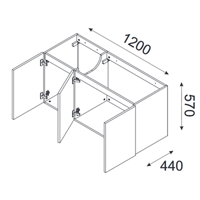 Meuble sous vasque de 120 cm - Beige - 3 portes - SETTA