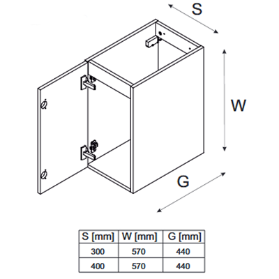 Meuble sous vasque de 30 cm - Beige - 1 porte - SETTA