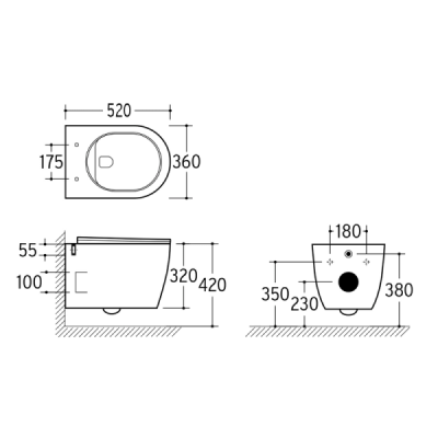 WC suspendu sans bride - 52 x 36 cm - Blanc - CLEO CONFORT