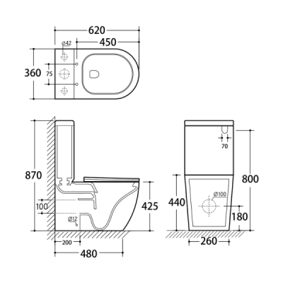 WC à poser - 62 x 36 cm - Blanc - VIRGA
