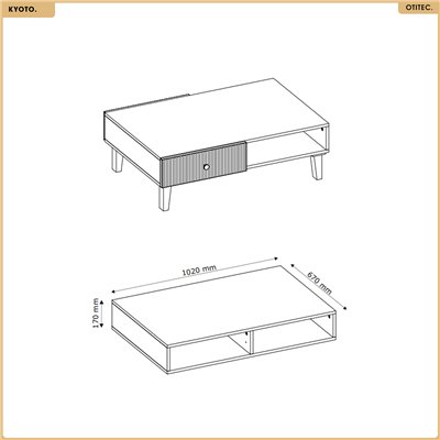 Table basse - H.32 x L.102 x P.67 - KYOTO