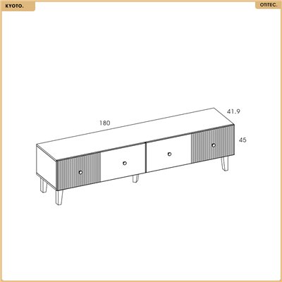 Meuble TV - H.45 x L.180 x P.42 - KYOTO