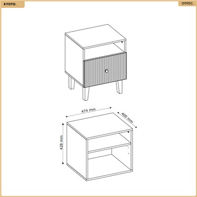 Table de chevet - H.58 x L.47 x P.42 - KYOTO