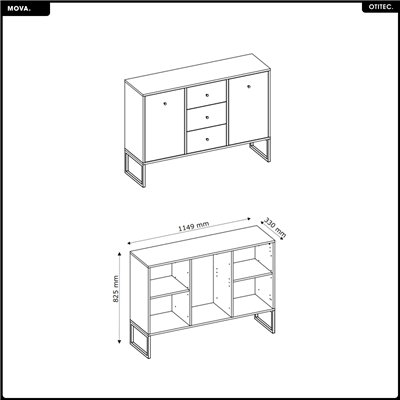 Commode - H.82 x L.115 x P.33 - MOVA