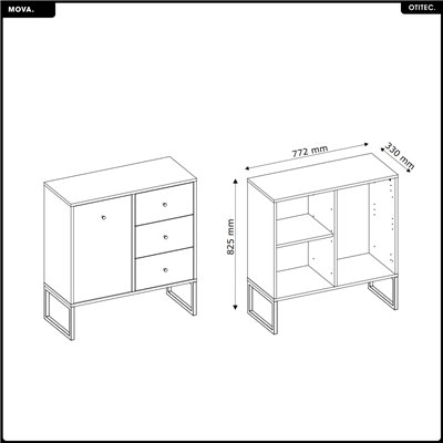 Commode - H.82 x L.77 x P.33 - MOVA