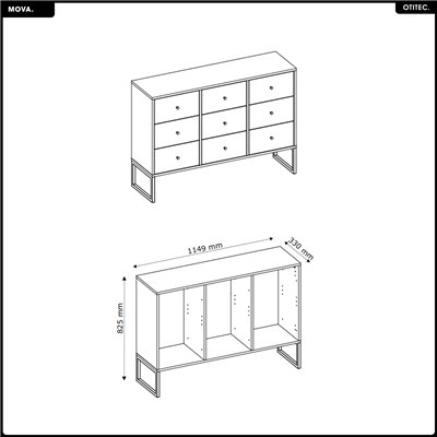 Commode - H.82 x L.115 x P.33 - MOVA