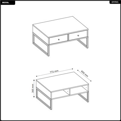 Table basse - H.36 x L.77 x P.60 - MOVA