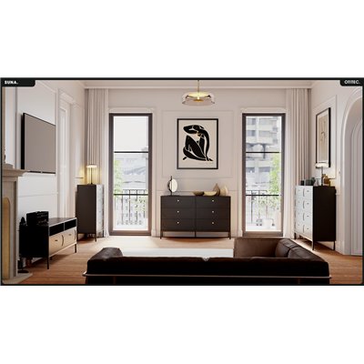 Meuble TV - H.60 x L.150 x P.40 - SUNA - NOIR