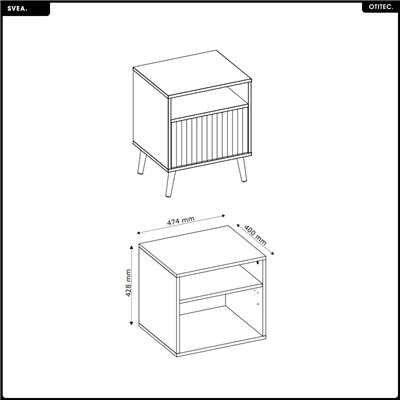 Table de chevet - H.60 x L.47 x P.40 - SVEA