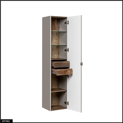 Colonne de salle de bain - 35 x 160 cm - 1 porte - 2 tiroirs - BOLD TAUPE