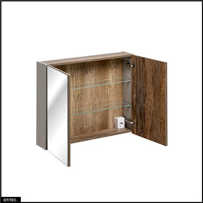 Armoire murale de salle de bain - 80 cm - avec Miroir - 2 portes - BOLD TAUPE