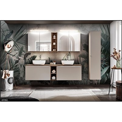 Armoire murale de salle de bain - 80 cm - avec Miroir - 2 portes - BOLD TAUPE