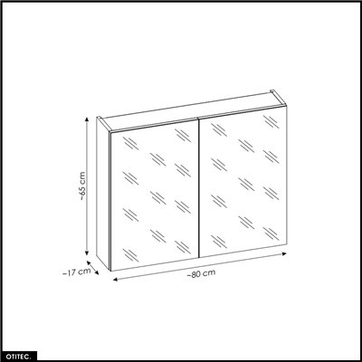 Armoire murale de salle de bain - 80 cm - avec Miroir - 2 portes - BOLD TAUPE