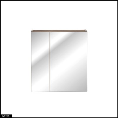 Armoire murale de salle de bain - 60 cm - avec Miroir - 2 portes - BOLD TAUPE