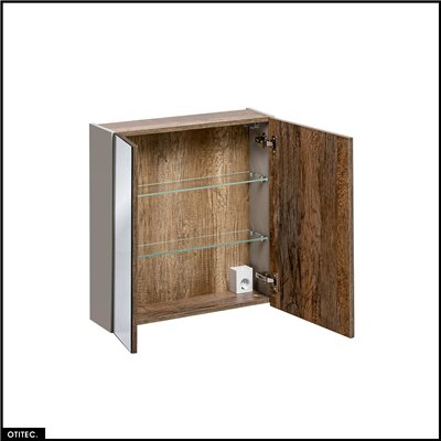Armoire murale de salle de bain - 60 cm - avec Miroir - 2 portes - BOLD TAUPE