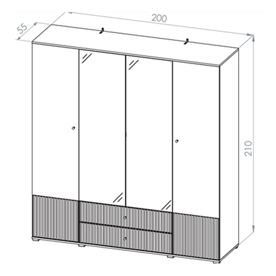 Armoire - H.210 x L.200 x P.55 cm - SOFY