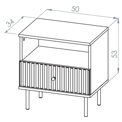 Table de chevet - H.53 x L.34 x L.50 cm - SOFY