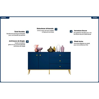 Commode - H.85 x L.160 x P.40 cm - MARIN