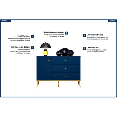 Commode - H.85 x L.120 x P.40 cm - MARIN
