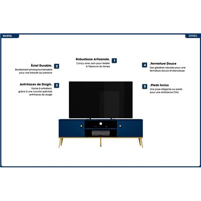 Meuble TV - H.54 x L.160 x P.40 cm - MARIN