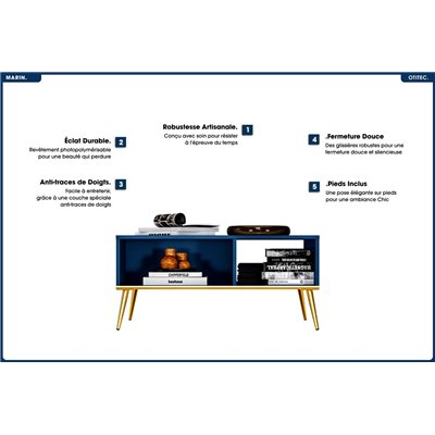 Table Basse - H.42 x L.90 x P.60 cm - MARIN