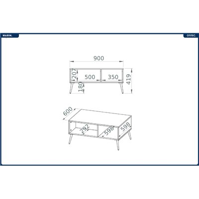Table Basse - H.42 x L.90 x P.60 cm - MARIN