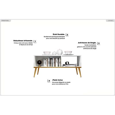Table Basse - H.42 x L.90 x P.60 cm - PRESTIGE