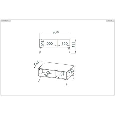 Table Basse - H.42 x L.90 x P.60 cm - PRESTIGE