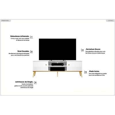 Meuble TV - H.53 x L.160 x P.40 cm - PRESTIGE