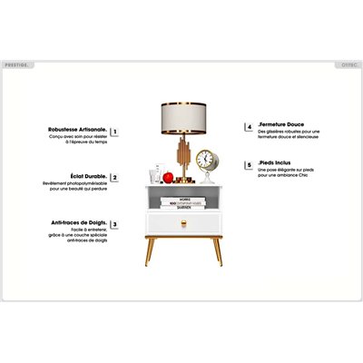 Table de Chevet - H.53 x L.50 x P.34 cm - PRESTIGE