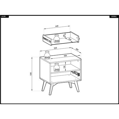 Table de chevet - L.54 x H.54 x P.38 cm - KAORI