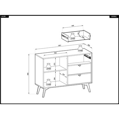 Commode - L.106 x H.80 x P.38 cm - 3 tiroirs - KAORI