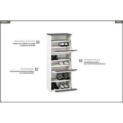 Meuble à chaussures - H.125 x L.50 x P.34 cm - GRIVO