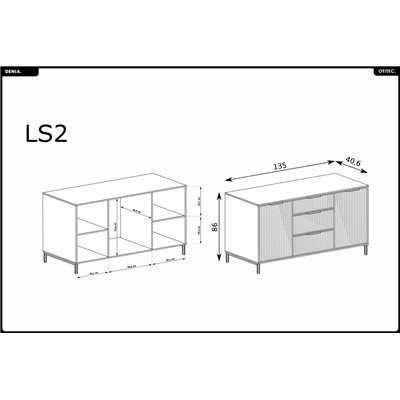 Commode - L.135 x H.86 x P.40 cm - Indigo - DENIA