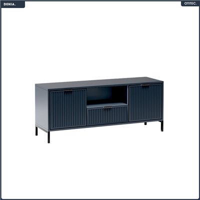 Meuble TV - L.135 x H.56 x P.40 cm - Indigo - DENIA