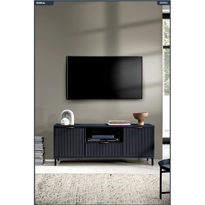 Meuble TV - L.135 x H.56 x P.40 cm - Indigo - DENIA