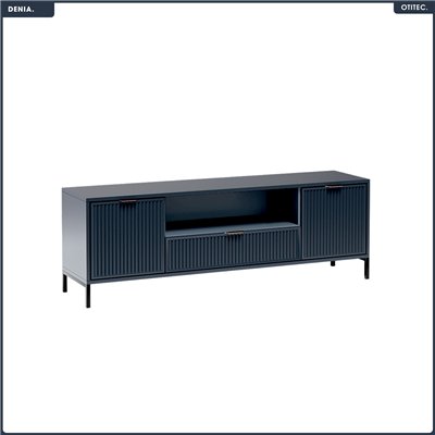 Meuble TV - L.165 x H.55 x P.40 cm - Indigo - DENIA