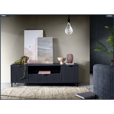 Meuble TV - L.165 x H.55 x P.40 cm - Indigo - DENIA