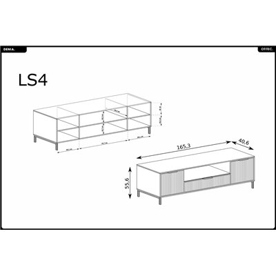Meuble TV - L.165 x H.55 x P.40 cm - Indigo - DENIA