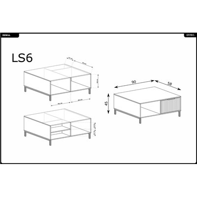 Table basse - L.90 x H.45 x P.58 cm - Cashmere - DENIA