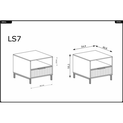 Table de chevet - L.54 x H.54 x P.40 cm - Cashmere - DENIA