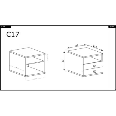 Table de chevet - L.48 x H.50 x P.41 cm - KAVI