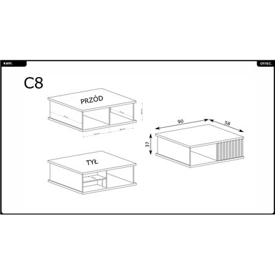 Table basse - L.90 x H.36 x P.58 cm - KAVI