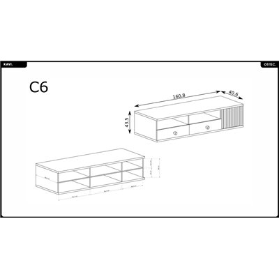 Meuble TV - L.161 x H.43 x P.41 cm - KAVI