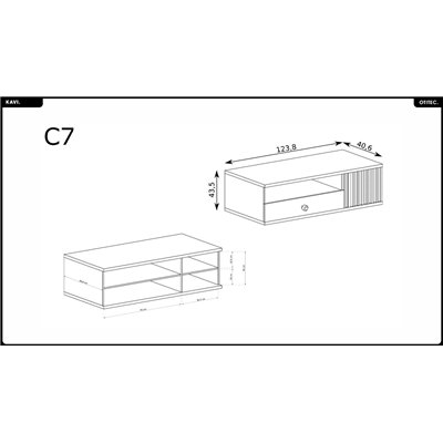 Meuble TV - L.124 x H.43 x P.41 cm - KAVI