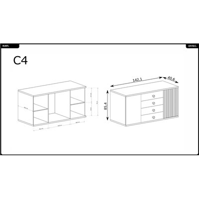 Commode - L.142 x H.85 x P.41 cm - KAVI