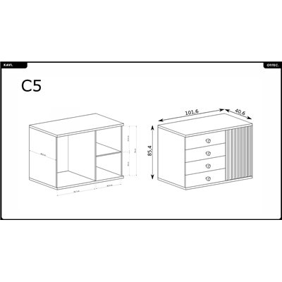 Commode - L.102 x H.85 x P.41 cm - KAVI